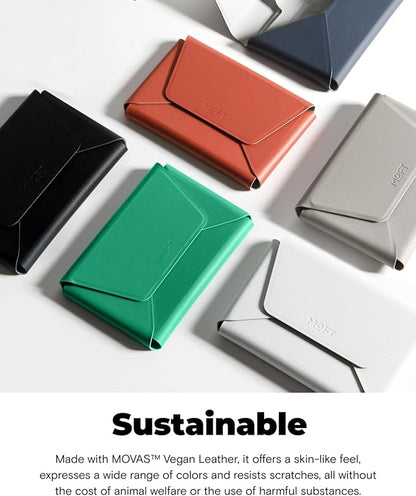 MOFT Magsafe Wallet, Slim Magnetic 8 - Card Holder, Snap Field Wallet with Pull to Access Design, RFID Blocking, MOVAS Veagn Leather Minimalist Travel Wallets for Men & Women, Oz Green