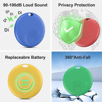 Smart Tags-4 Pack for Apple or Android Tracker Tags, Dual System Bluetooth Tracker, Works with Google'S Find Hub (Android) and Apple Find My (iOS), Item Finder for Keys, Item Locator