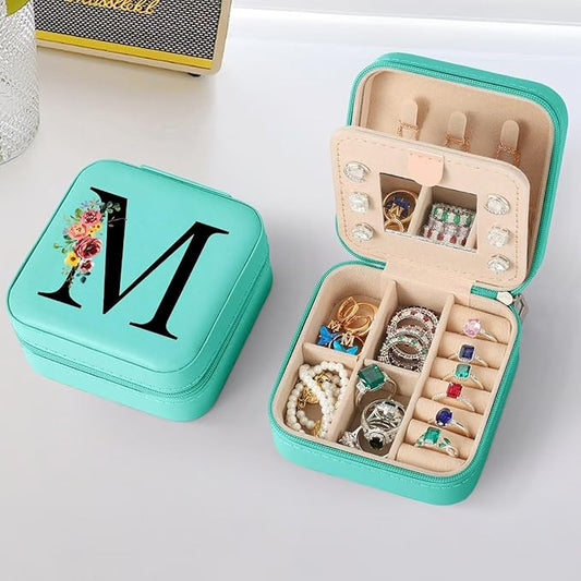 Parima Gifts for Women - Personalized Birthday Gifts for Mother, Mom Gifts From Daughter, Mother In Law Gifts, Mama Gift Idea, Mothers Day Gift, Travel Jewelry Case for Mom - Letter M, Blue