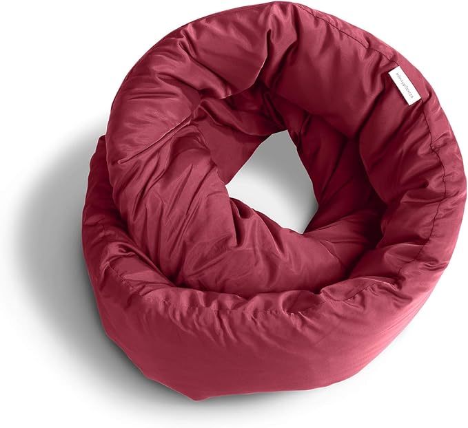 Huzi Infinity Pillow - Travel Neck Pillow - Versatile Soft 360 Support Scarf - Machine Washable - Home Travel Flight Road Trips (Burgundy)