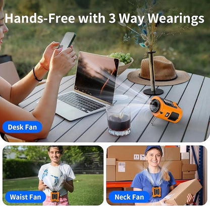 Socool Portable Waist Fan Clip on Wearable Belt 5000mAh Rechargeable Personal Fans, 25H Shirt Fan Cooling, 4 Speeds 13000RPM Battery Operated, Neck Fan Hanging for Outdoor Camping Travel Jobsite