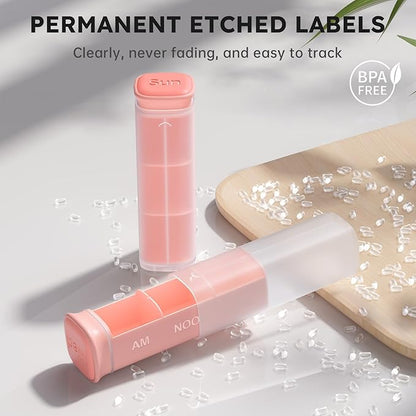 Weekly Pill Organizer 3X a Day, Detachable Pill Box 7 Day, Large 3 Times Daily Pill Case, Travel Pill Container Holder, Week Medication Dispenser Pillbox for Vitamin Supplement Medicine, Pink