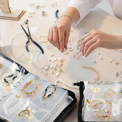 6 Sets Transparent Jewelry Storage Book Travel Jewelry Organizer Earring Organizer Case Bracelet Holder for Necklace Earrings Ring Holder with Clear Zippered Pouch Anti Tarnish Pouches