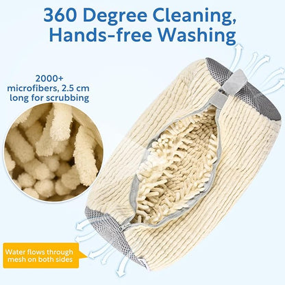 Shoe Bag for Washing Machine, Sneaker Cleaning Bag 2 PCS Set Pearl White, Fluffy Fiber Inside, Large Size Shoe Washing Machine Bag, 360 Laundry Bag for Tennis Gym Running Trainers Hiking