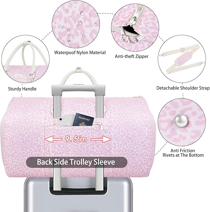 Garment Duffel Bag for Travel - ITIEZY Convertible Carry on Garment Duffel Travel Bag for Women Men Large Weekender Bag with Shoes Pouch 2 in 1 Hanging Suit Travel Duffel Bag 3pcs Set