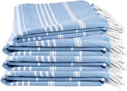 Cotton Turkish Beach Towel with Towels Oversized 36"x72" Pool Absorbent Extra Large Quick Dry Sand Travel Towel (Azure Bliss, 4 Pack)