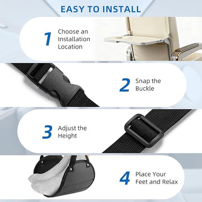 2-Pack Airplane Foot Hammock for Plane Travel – Adjustable Leg Rest Foot Hammock with Metal Buckles – Lightweight Travel Foot Rest for Airplane, Train, Bus and Car