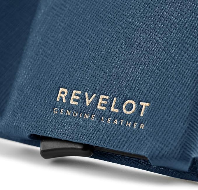 Revelot BiFold Cardholder Wallet/Genuine Leather with RFID Blocking / W1 (Blue Saffiano)