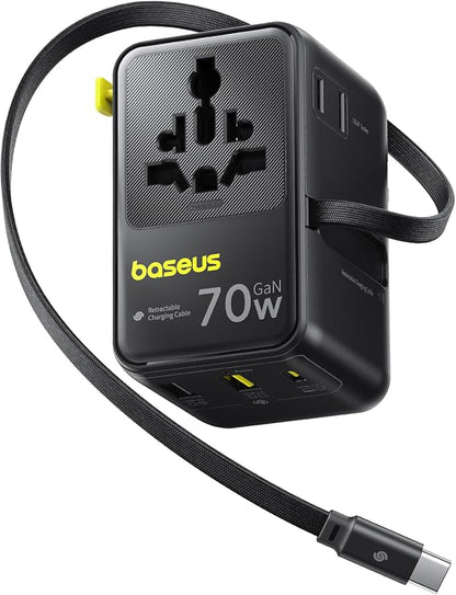 Baseus 70W Universal Travel Adapter and Baseus 100W Retractable USB C Cable