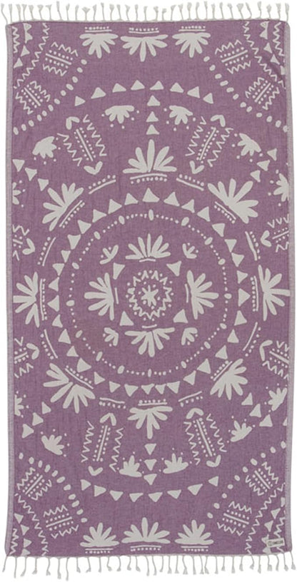 Sand Cloud Turkish Beach Towel - Sand Free - 100% Organic Turkish Cotton Yarn - Quick Dry Towel for Beach, Picnic Blanket or Throw - As Seen on Shark Tank - Boho (Purple)
