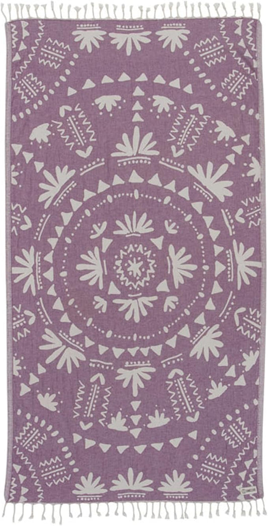 Sand Cloud Turkish Beach Towel - Sand Free - 100% Organic Turkish Cotton Yarn - Quick Dry Towel for Beach, Picnic Blanket or Throw - As Seen on Shark Tank - Boho (Purple)