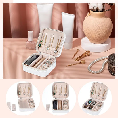 12 Pcs Mini Travel Jewelry Case Bridesmaid Proposal Gift Boxes Small Jewelry Organizer PU Leather Earring Organizer Box Bulk Travel Accessories Portable Travel Jewelry Holder
