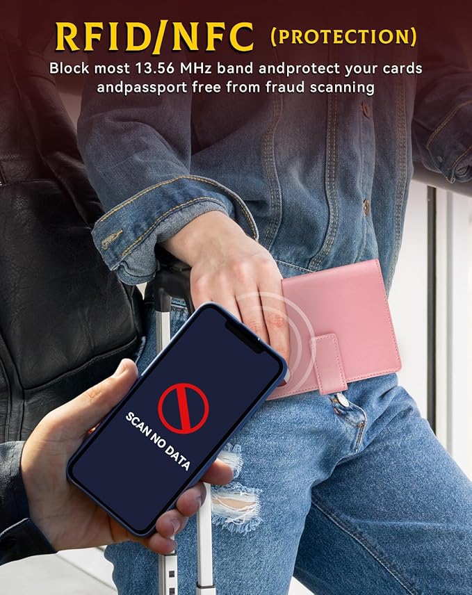 Passport Holder Wallet Cover Case for Women and Men,RFID Blocking,Passport Case,Travel Accessories (Light Pink)