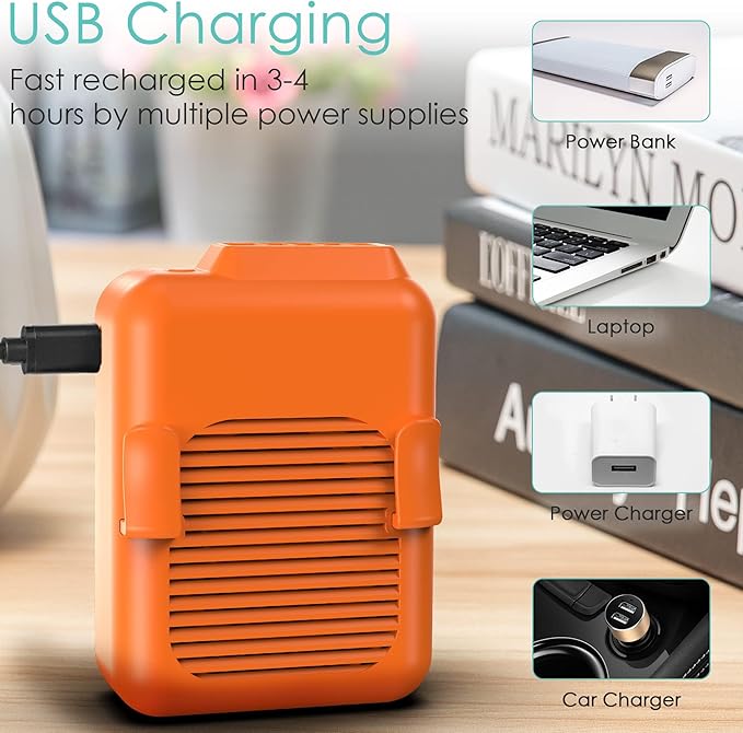 Portable Mini Waist Fan Clip on Belt, 6000mAh Rechargeable Battery Powered Wearable Body Fan With Max 23H Working Time, 3 Speeds, 5100RPM Strong Airflow for Jobsite Farm Fishing Gardening Camping