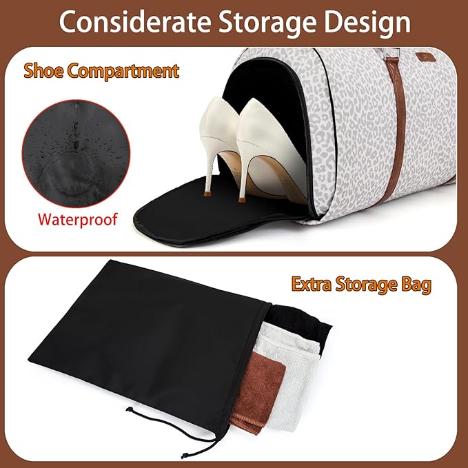 Convertible 2-in-1 Garment Bags for Travel, Carry On Garment Duffle Bag With Shoe Compartment Large Weekender Bag for Women Men Hanging Suitcase Suit Travel Duffel Overnight Bags 4pcs Set