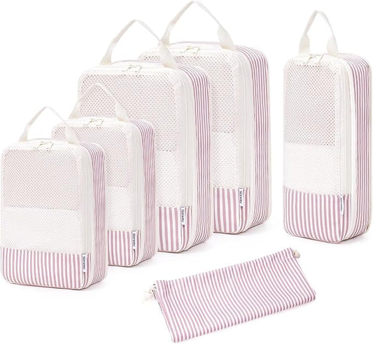Narwey 6 Set Compression Packing Cubes for Travel Kids Women Carry on, Packing Organizers Bag for Backpack Luggage Suitcase Duffle Bags