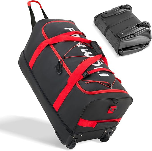 Fanwoli 30'' Large Rolling Duffle Bag with 2 Wheels - No-Sag Design for Heavy Loads, Expandable 100L-120L Duffel Wheeled Luggage with Soft Handle & Lock, Waterproof Foldable for Travel, Camping,Moving