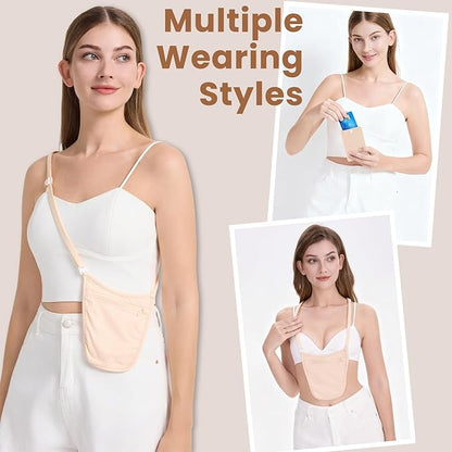 Crossbody Money Belt with Detachable RFID-Blocking Cardholder, Hidden Travel wallet for Money & Passport - Lightweight, Secure, and Invisible Design for Travel