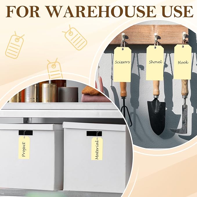 1000 pcs Paper Luggage Tags Ivory Paper Tags Shipping Tags with Wire 4 3/4" x 2 3/8" Blank Manila Hang Tags for Labeling White Labels with String Attached Wire Labels for Clothing Inventory