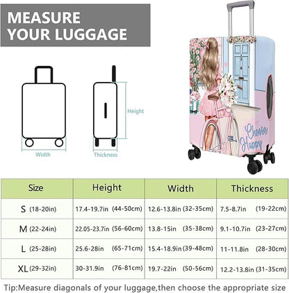Travel Luggage Cover Suitcase Protector Fits 18-32 Inch Wheel Covers PatternedTravel Related Items Flower Luggage Protector Elastic S
