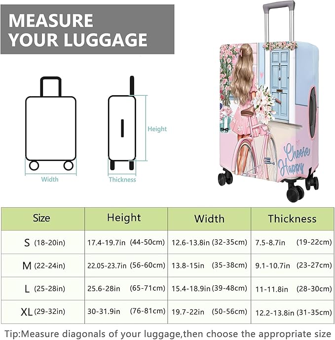 Travel Luggage Cover Suitcase Protector Fits 18-32 Inch Wheel Covers PatternedTravel Related Items Flower Luggage Protector Elastic XL