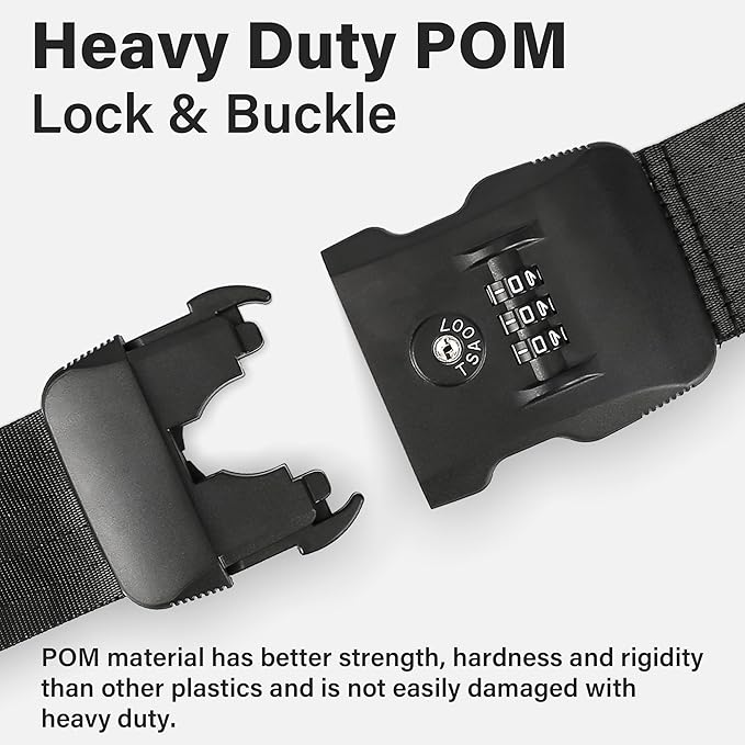 Luggage Straps, TSA Approved Luggage Strap Belt with Combination Lock for Suitcases, 2 Pack Heavy Duty Adjustable Black Cross Suitcase Straps with Name Tags for Travel, Carry On Bags, Protect