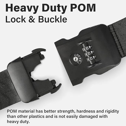 Luggage Straps, TSA Approved Luggage Strap Belt with Combination Lock for Suitcases, 2 Pack Heavy Duty Adjustable Black Cross Suitcase Straps with Name Tags for Travel, Carry On Bags, Protect