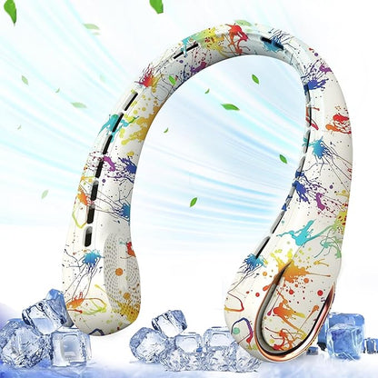 Neck Fan, Bladeless Neck Fan, USB Rechargeable Personal Fan, 4000 mAh Battery Operated Wearable Fan, 3 Speeds Adjustable,Faster Cooling, Ultra Quiet, Suitable for Home, Office, Travel, Sports