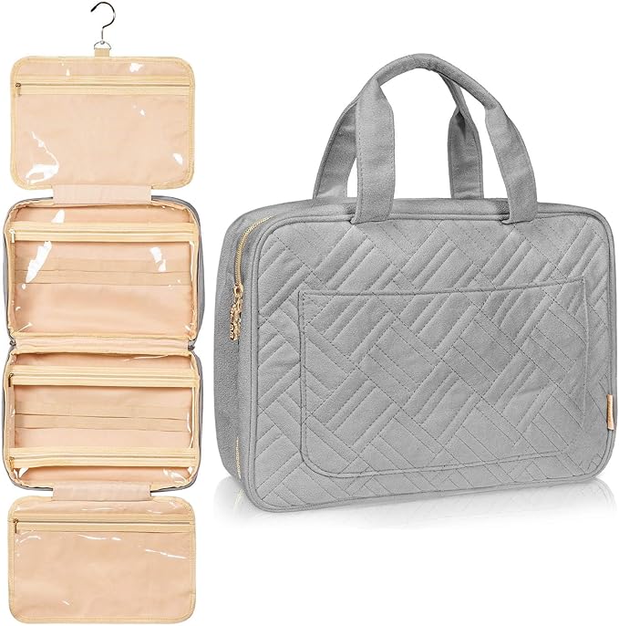 BOACAY Large Hanging Travel Toiletry Bag for Women, Makeup Bag, Bathroom & Shower Organizer Kit for Accessories, Cosmetics, Essentials