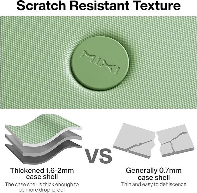 mixi Upgrade Carry on Luggage Suitcases with Spinner Wheels, Hardside Rolling Suitcase PC with TSA Lock Lightweight Travel Case 20in Carry-On, Fine Grid Avocado Green