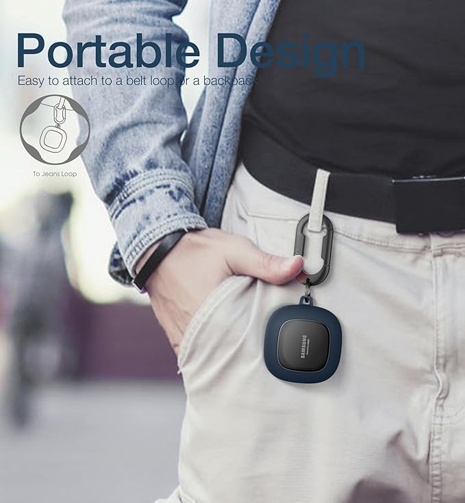 SURITCH Protective Case for Samsung Galaxy Buds FE(2023)/Buds 2 Pro(2022)/Buds 2(2021)/Buds Pro(2021)Buds Live(2020), Shockproof Sturdy Earbuds Cover for Charging Case with Heavy-Duty Carabiner, Blue