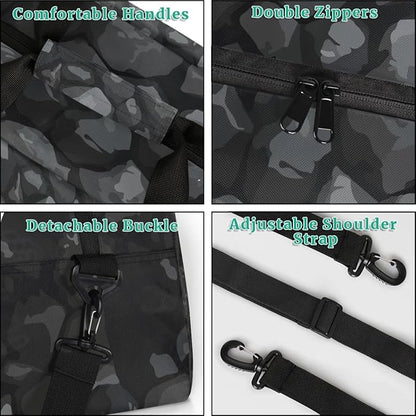 Personalized Duffel Bag for Kids Girls Boys, Scary Dinosaur Custom Name Gym Bag Overnight with Padded Handles Carry On Weekend Sports Travel Bag for School Practice Gymnastics Ballet