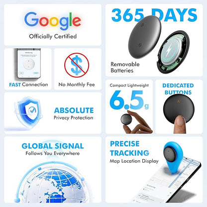 Air Tracker Tags-4 Pack for Android with Case- Bluetooth Tracker Item Finder for Key, Wallet, Luggage - Works with Google Find Hub, IP66 Waterproof, Smart Tag for Android & Samsung Phones(Black)