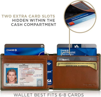 SERMAN BRANDS Mens Slim Bifold Wallet RFID Blocking Minimalist Front Pocket Wallets for Men - Thin & Stylish