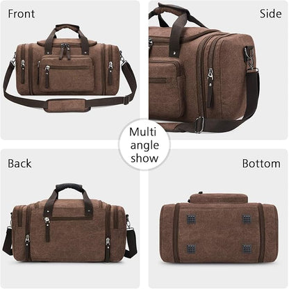 Travel Duffel Bag Men's Weekender Overnight Bag (Coffee) X-Large