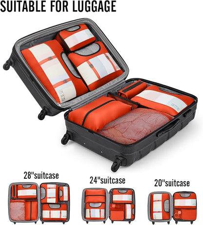 Veken 8 Set Packing Cubes for Travel Essentials, Suitcase Organizer Bags in 4 Sizes, Carry-On Luggage Accessories with Large Laundry & Hanging Toiletry Bag, Must-Have for Airplane, Road Trip & Camping