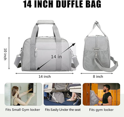 SeaRock 14 inch Small Gym Bag for Women & Men - Mini Duffle Bag for Travel, Sports, Workout, Weekender & Overnight with Shoe Compartment Gray