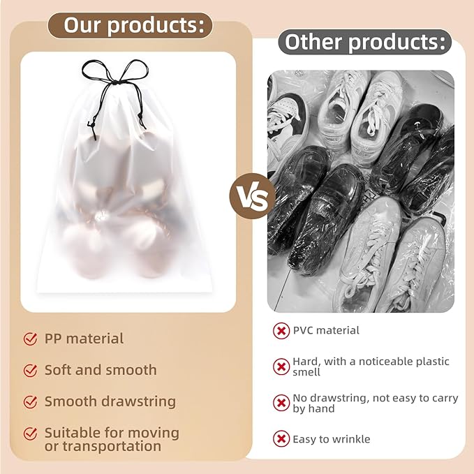 200 Pcs Shoe Bags for Travel, Clear Shoe Bags Durable for Suitcases, Dust Bags for Shoes Reusable Shoe Dust bags Covers for Men and Women, Large Travel Shoe Bag,Storage Bags(11.8" x 15.7")
