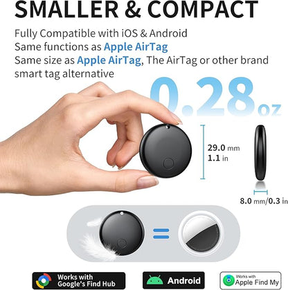 Air Tracker Tag for Android & iOS,Smart Tags-4 Pack,Dual System Bluetooth Luggage Tracker Works via Apple Find My or Google Find Hub,Item Finder for Backpack,Key,Travel & Commute (White/Black, 4 Pack)