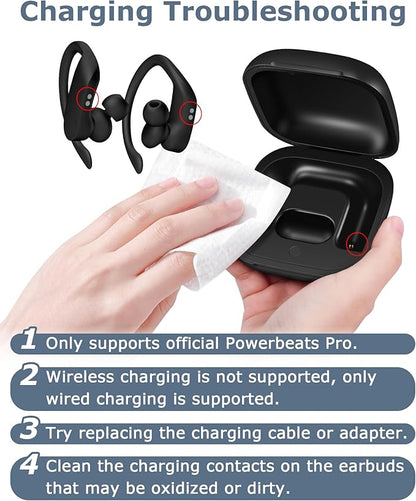 Charging Case Replacement Compatible with Powerbeats Pro - 700mAh Battery Portable Earbuds Charger Case with Bluetooth Pairing Black