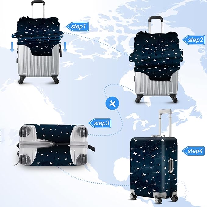 ANNA QUEEN Travel Luggage Cover Suitcase Protector Suitcase Cover Anti-Scratch,Stretchable Bag Cover Washable Durable Polyester