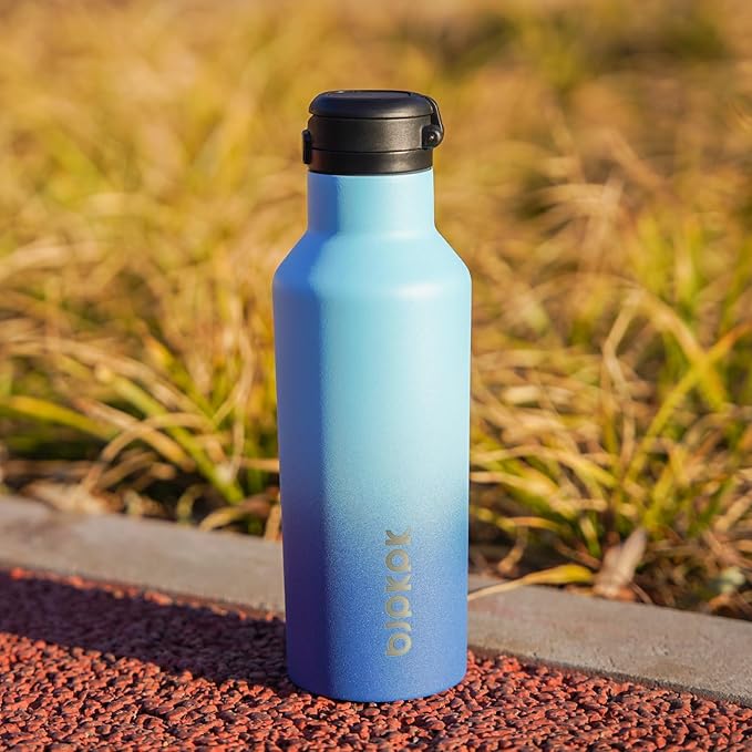 BJPKPK Insulated Water Bottle With Straw 25oz Stainless Steel Water Bottles With 2 Lids And Carry Handle Reusable Travel Metal Thermal Flask,Indigo Black