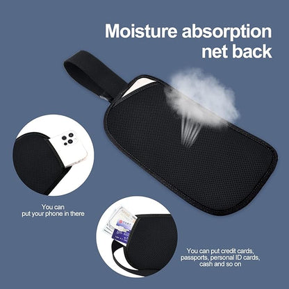 RFID Blocking Money Belt for Men Women, Slim Fanny Pack For Travel，Running,Conceal Waist Wallet For Passport Holder,Phone,Cash(Dark Black)