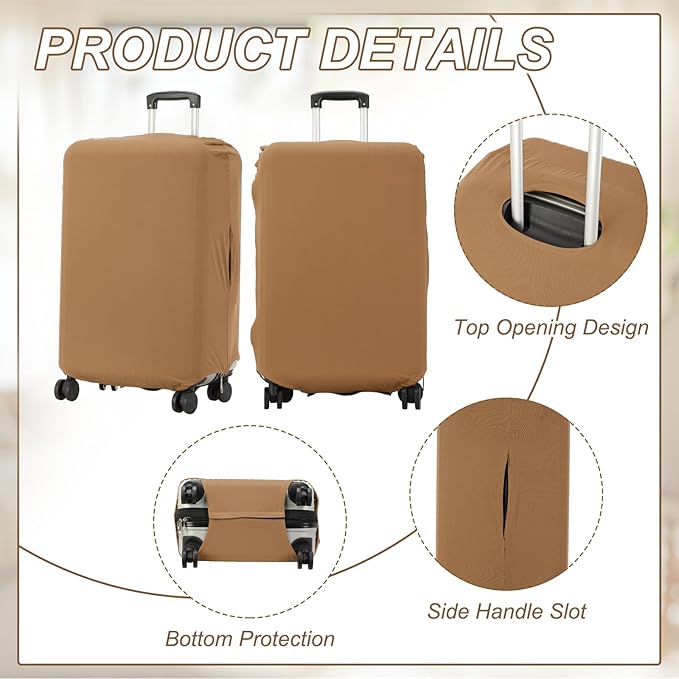 uxcell Luggage Cover for Suitcase Protector, Fit 26-28 Inch Luggage Elastic Suitcase Cover Scratch-Resistant Covers for Travel Business Trips, Brown (L)