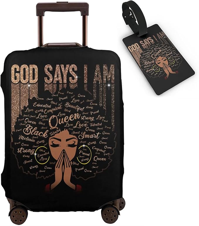 Travel Suitcase Protector African American Woman Elastic Protective Washable Luggage Cover With Concealed Zipper Suitable For 18-32 Inch (XL (for 29--32 inch luggage))