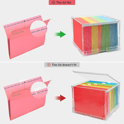 UMAIL File Box,Hanging File Organizer,Portable Storage Bins with Lids,Letter-size File Holder File Cabinet for Office/Home/Decor No Folders(3Pack)