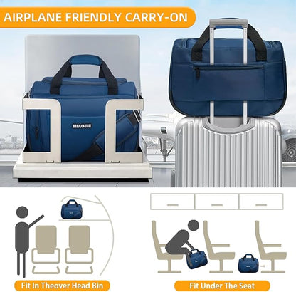 Underseat Carry On Luggage Lightweight Travel Tote Weekender Bag Overnight Duffle Bag for Travel, Travel Essentials Personal Item Travel Bag for Women and Men,Blue-18Inch