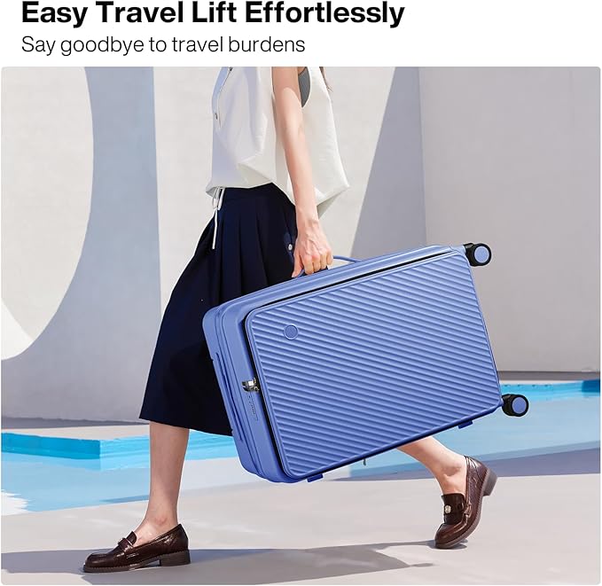 mixi 20 Inch Expandable Carry On Luggage PC Hard Shell Suitcase Top Opening Rolling Travel Suitcases with Spinner Wheels & TSA Lock, Dreamy Purple