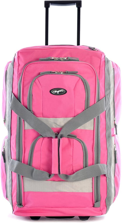 Olympia U.S.A. 33 inch Jumbo Size 8 Pockets Wheeled Rolling Duffel Bag Water Resistant Luggage Lightweight Travel Suitcase with Retractable Handle