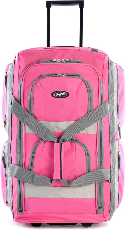 Olympia U.S.A. 33 inch Jumbo Size 8 Pockets Wheeled Rolling Duffel Bag Water Resistant Luggage Lightweight Travel Suitcase with Retractable Handle